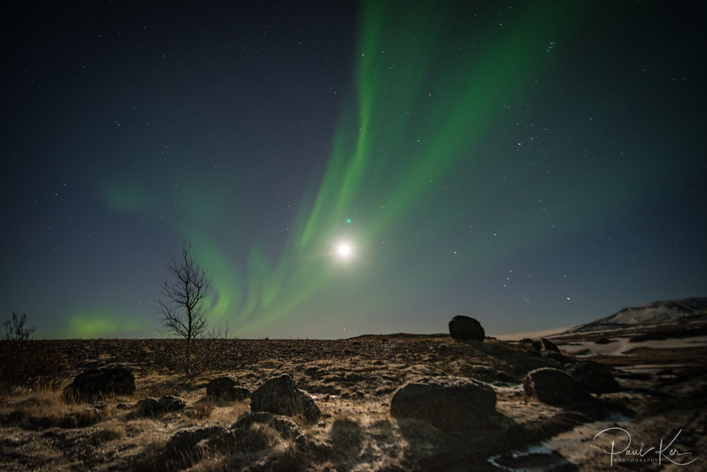 super moon and the aurora borealis in Iceland